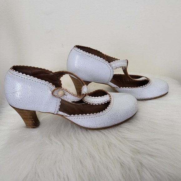 Espace white distressed mary jane heels size 7.5 - Picture 1 of 8